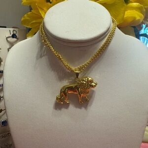 Gold Lion Pendant Necklace